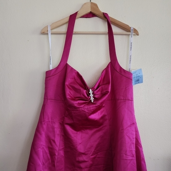 NWT David's Bridal Pink Fuchsia Halter A Line Dress Plus Size 16 - Picture 4 of 14